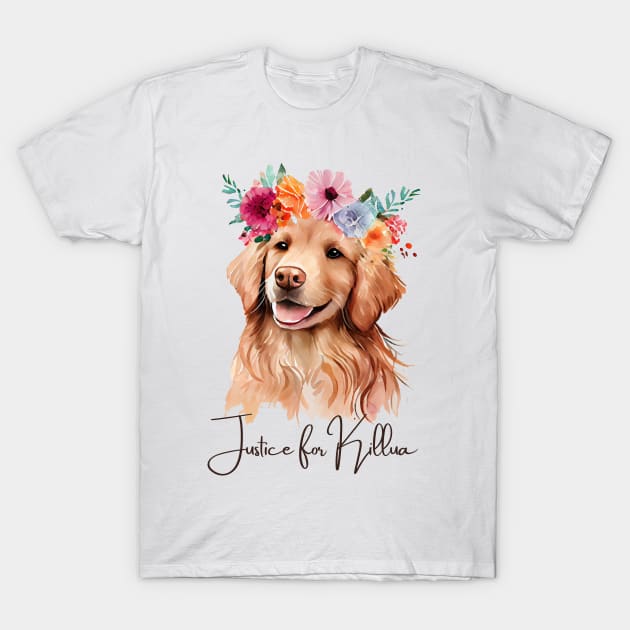 Justice for Killua Shirt, #JusticeForKillua Tshirt, Animal Welfare Shirt, Justice for Killua dog shirt, Golden Retriever shirt T-Shirt by Yula Creative